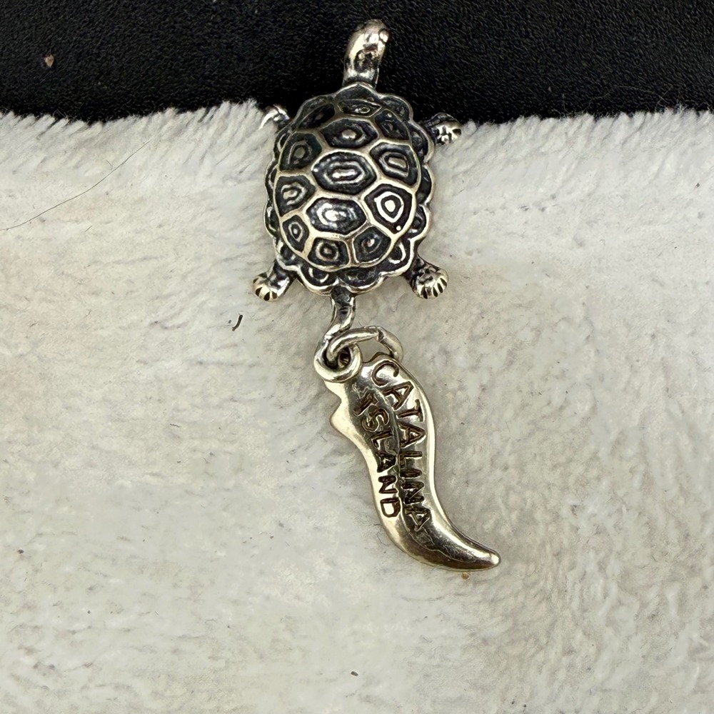 Vintage W&H Sterling Silver Turtle Charm Catalina Island Dangle Charm Pendant